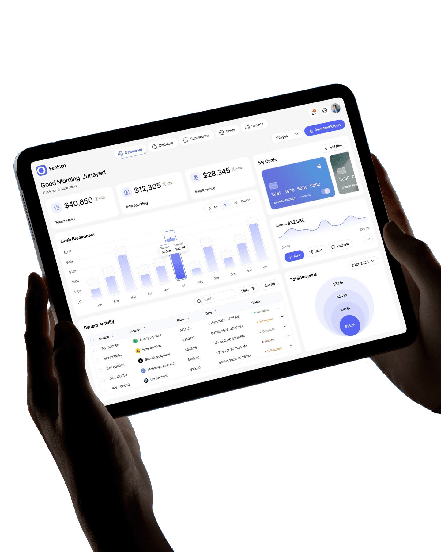 Premier Books dashboard on tablet